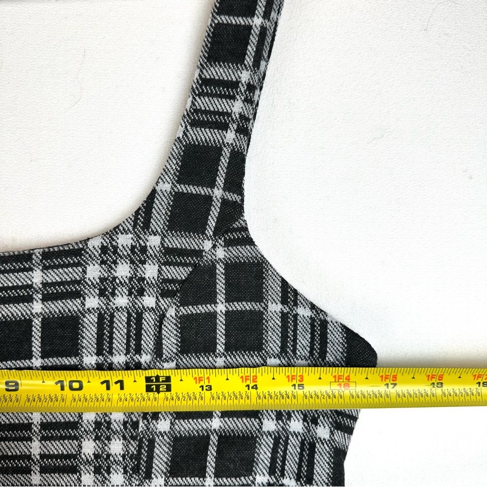 Stitch & Pine Plaid Stretch Empire Waist Jumper Mini Dress Preppy Academia - Picture 7 of 8